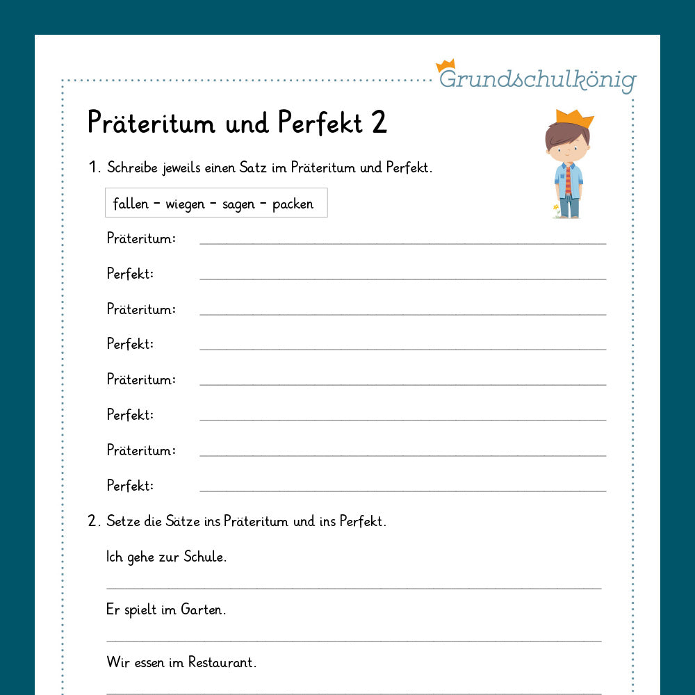 Königspaket: Präteritum & Perfekt (Deutsch, 4. Klasse) - inklusive Test