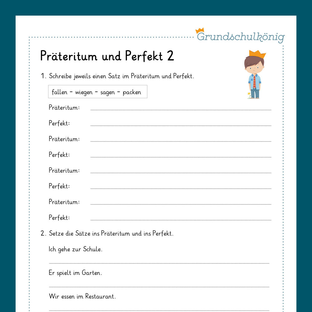 Königspaket: Präteritum & Perfekt (Deutsch, 4. Klasse) - inklusive Test!