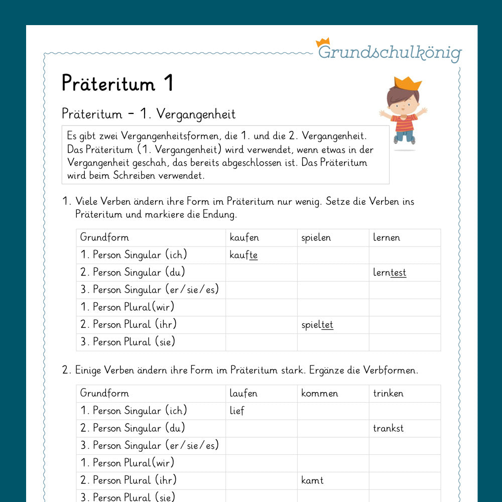 Königspaket: Präteritum (Deutsch, 4. Klasse) - inklusive Test