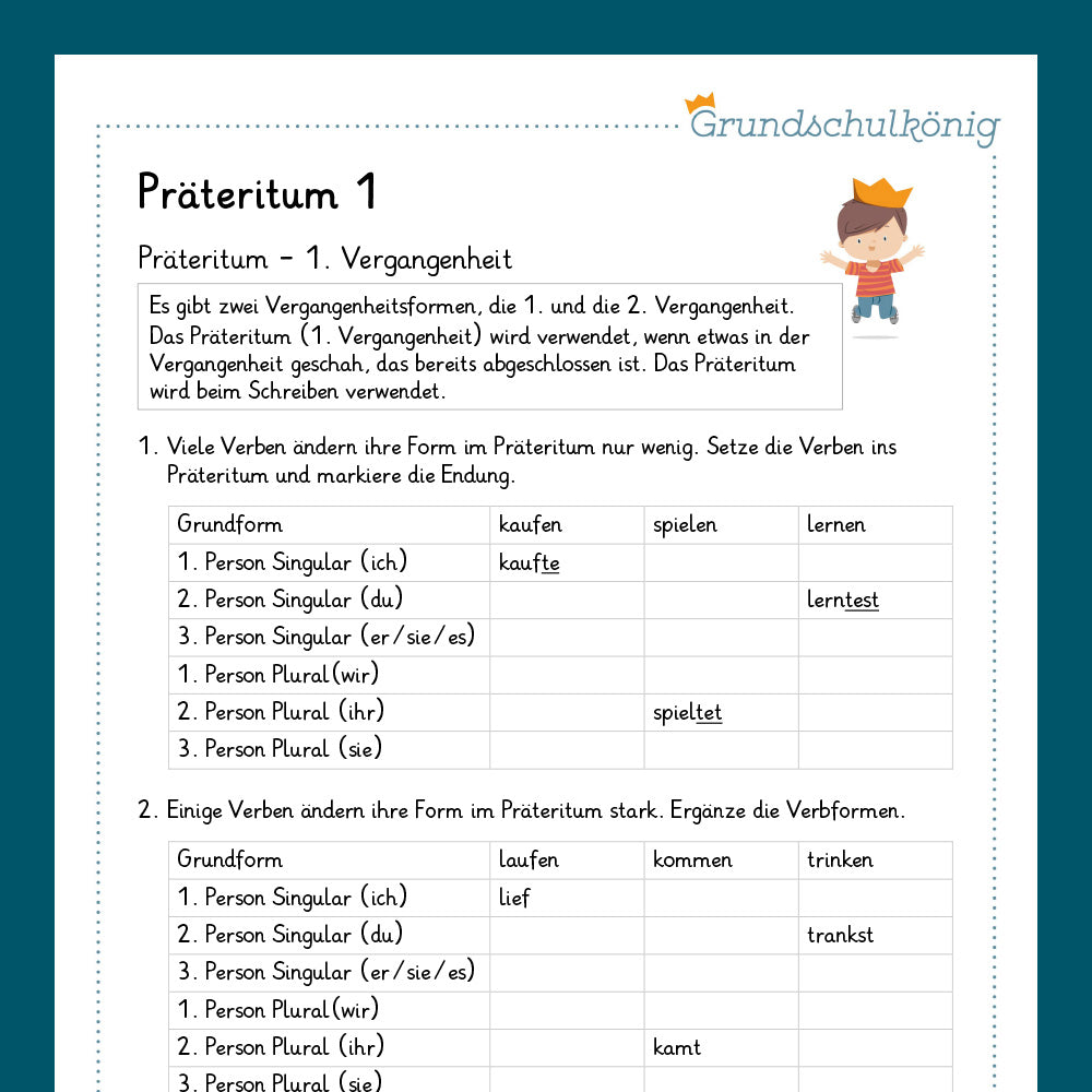 Königspaket: Präteritum (Deutsch, 4. Klasse) - inklusive Test!