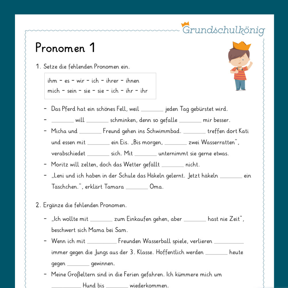 Königspaket: Pronomen (Deutsch, 4. Klasse) - inklusive Test