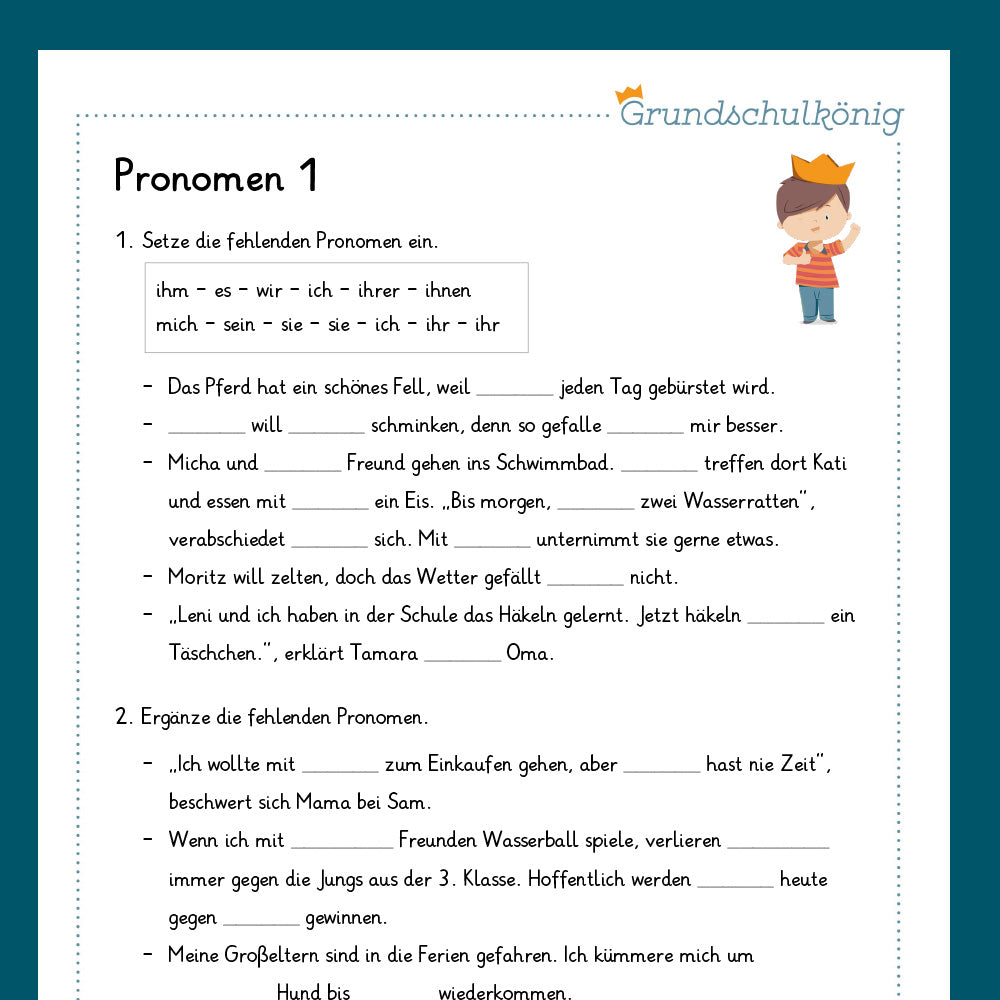 Königspaket: Pronomen (Deutsch, 4. Klasse) - inklusive Test!