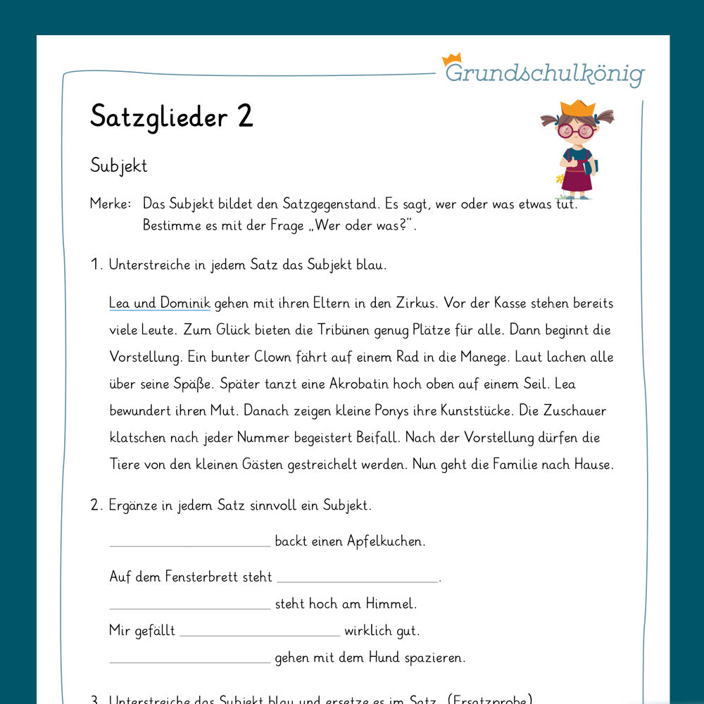 Königspaket: Satzglieder erkennen (Deutsch, 4. Klasse) - inklusive Test