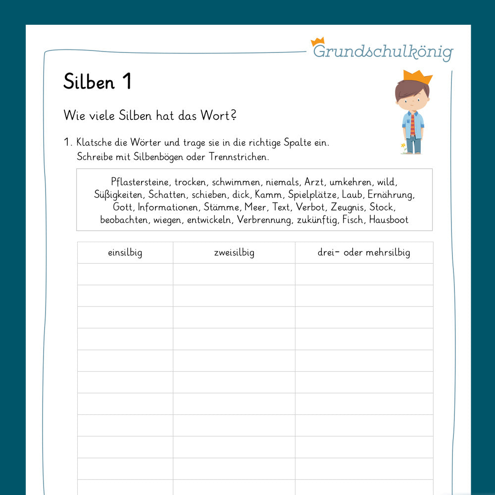 Königspaket: Silbentrennung (Deutsch, 4. Klasse) - inklusive Test
