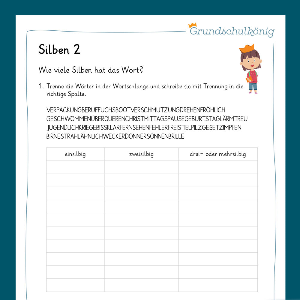 Königspaket: Silbentrennung (Deutsch, 4. Klasse) - inklusive Test