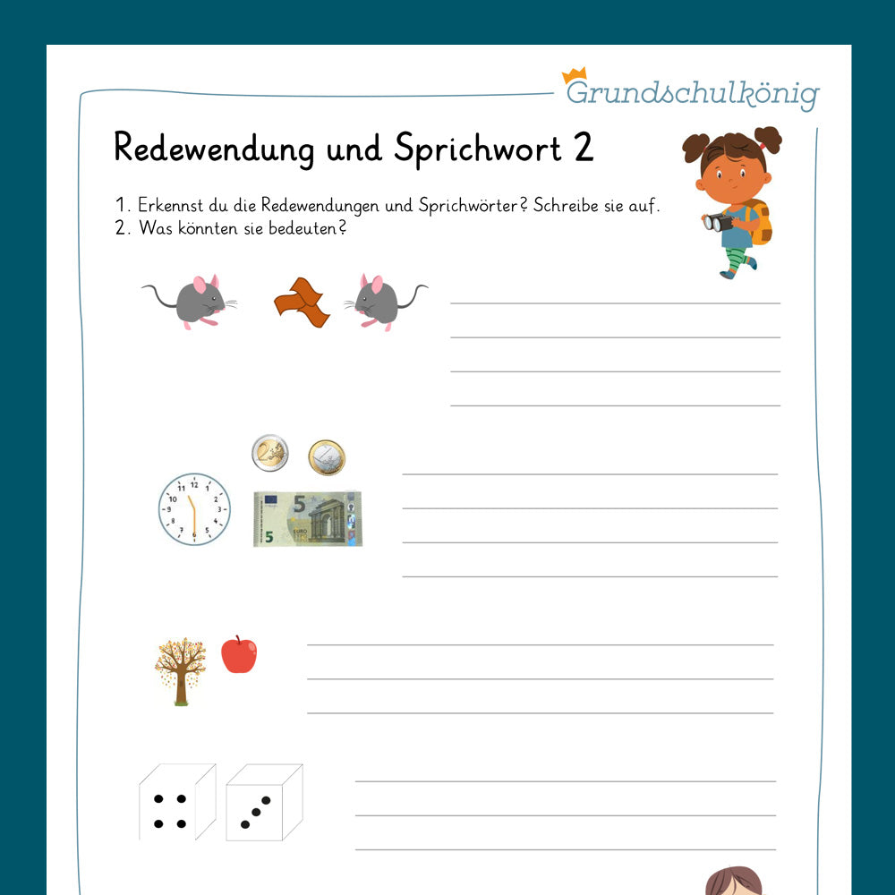 Königspaket: Sprichwörter & Redewendungen (Deutsch, 4. Klasse) - inklusive Test