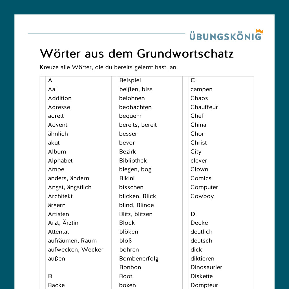 Königspaket: Grundwortschatz (Deutsch, 5. & 6. Klasse)