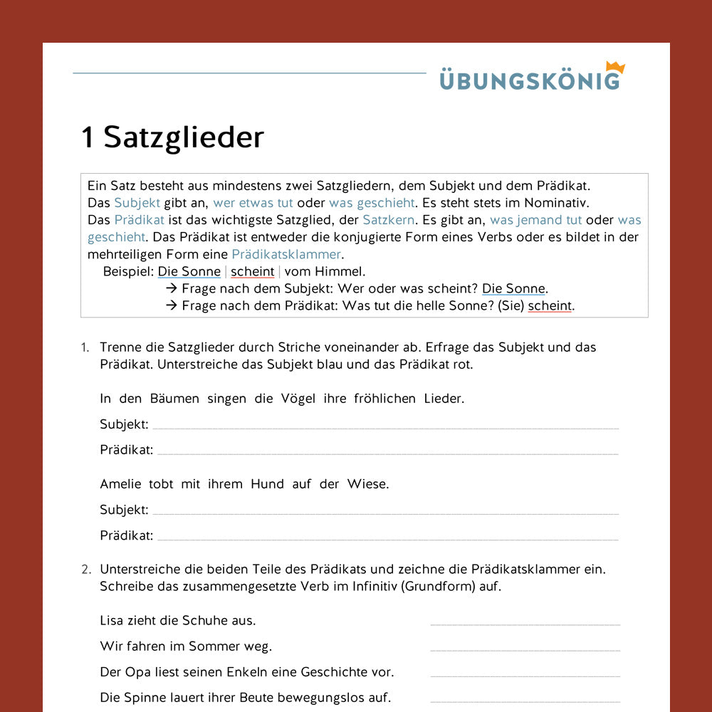 Deutsch, 5. & 6. Klasse: Grammatik - Teil 1