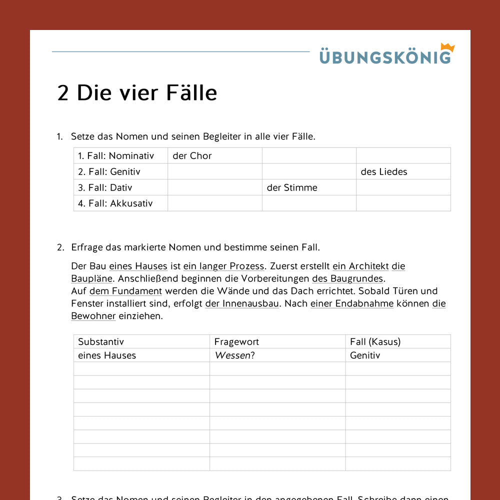 Deutsch, 5. & 6. Klasse: Grammatik - Teil 2