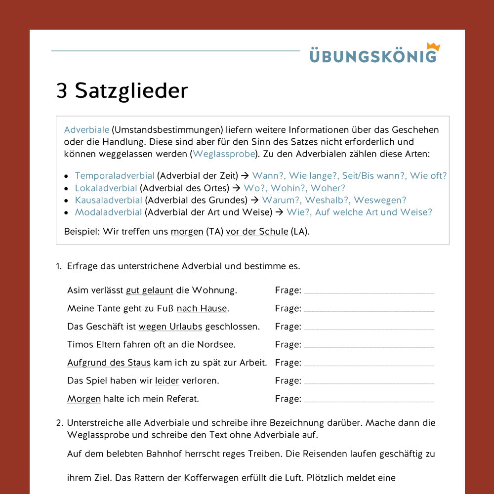 Deutsch, 5. & 6. Klasse: Grammatik - Teil 2