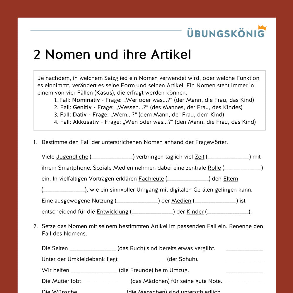 Deutsch, 5. & 6. Klasse: Wortarten - Teil 1