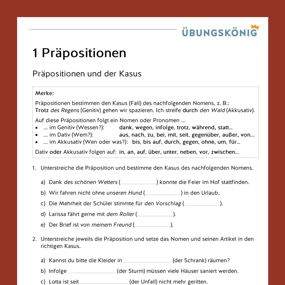 Deutsch, 5. & 6. Klasse: Wortarten - Teil 2