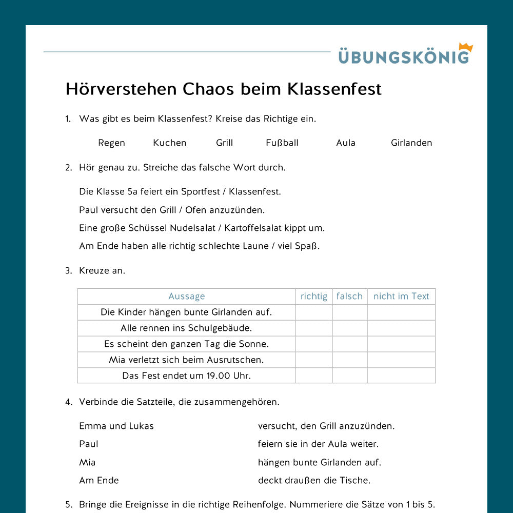 Königspaket: Hörverstehen (Deutsch, 5. Klasse)