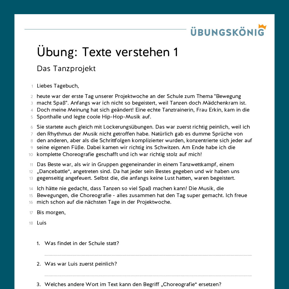 Königspaket: Textverständnis (Deutsch, 5. Klasse)