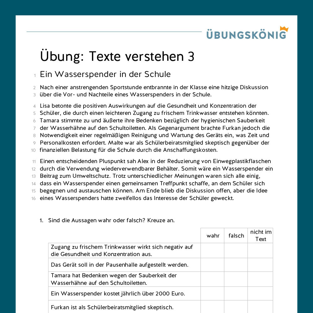 Königspaket: Textverständnis (Deutsch, 5. Klasse)