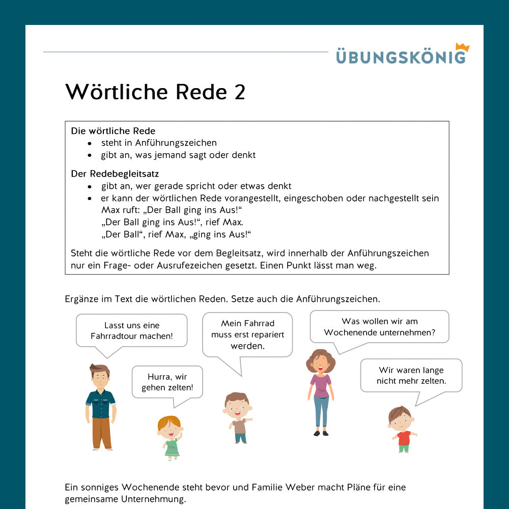 Königspaket: Wörtliche Rede (Deutsch, 5. Klasse) - inklusive Test!