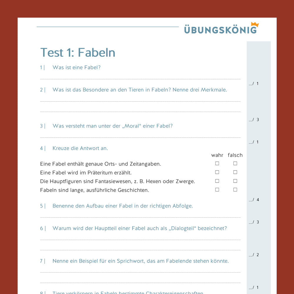 Testsammlung für Deutsch in der 5. & 6. Klasse - Teil 1
