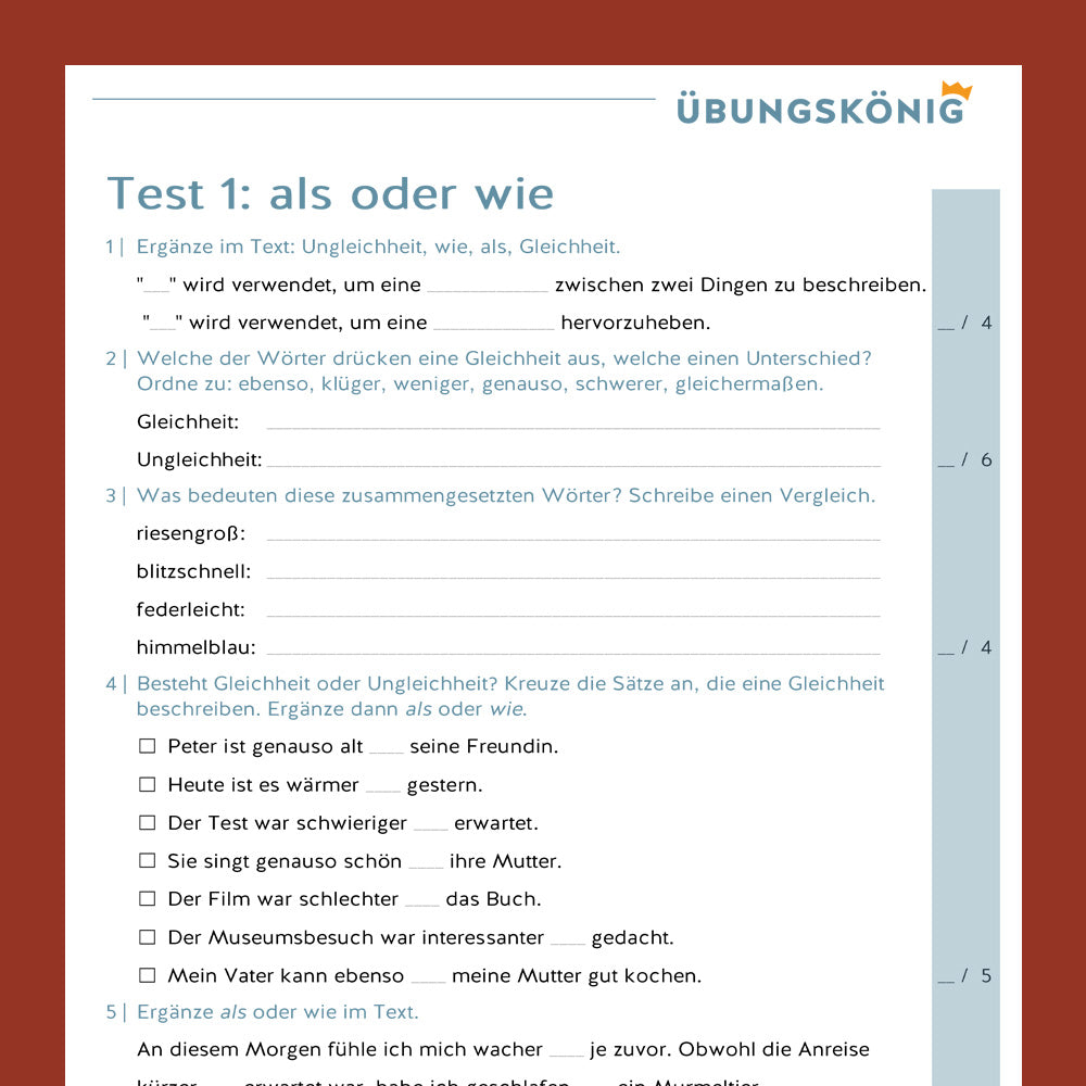 Testsammlung für Deutsch in der 5. & 6. Klasse - Teil 2