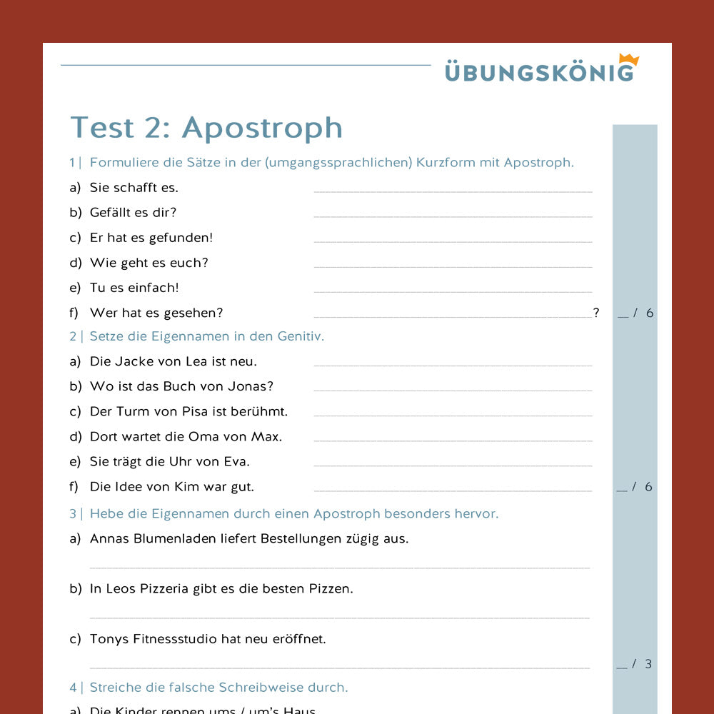 Testsammlung für Deutsch in der 5. & 6. Klasse - Teil 2