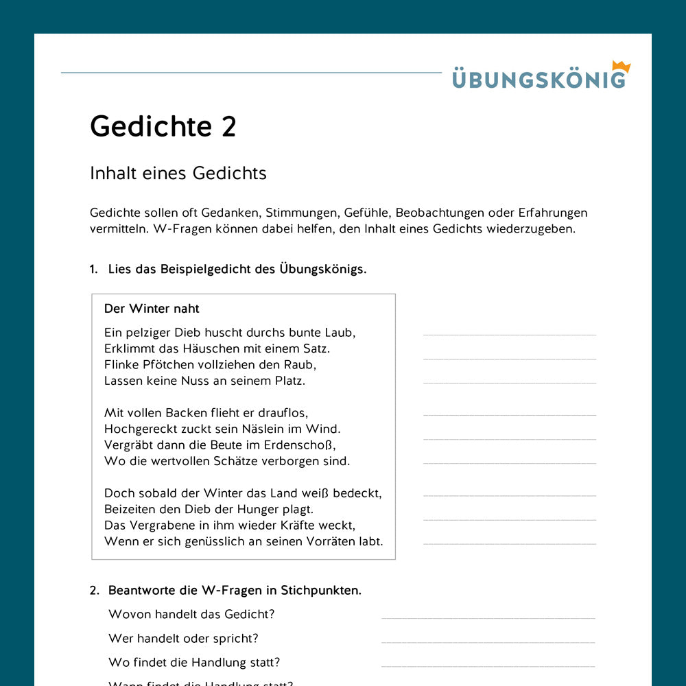 Königspaket: Gedichte (Deutsch, 6. Klasse)