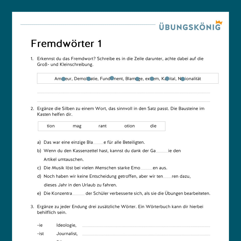 Königspaket: Fremdwörter inklusive Wortschatz und Test (Deutsch, 7. Klasse)