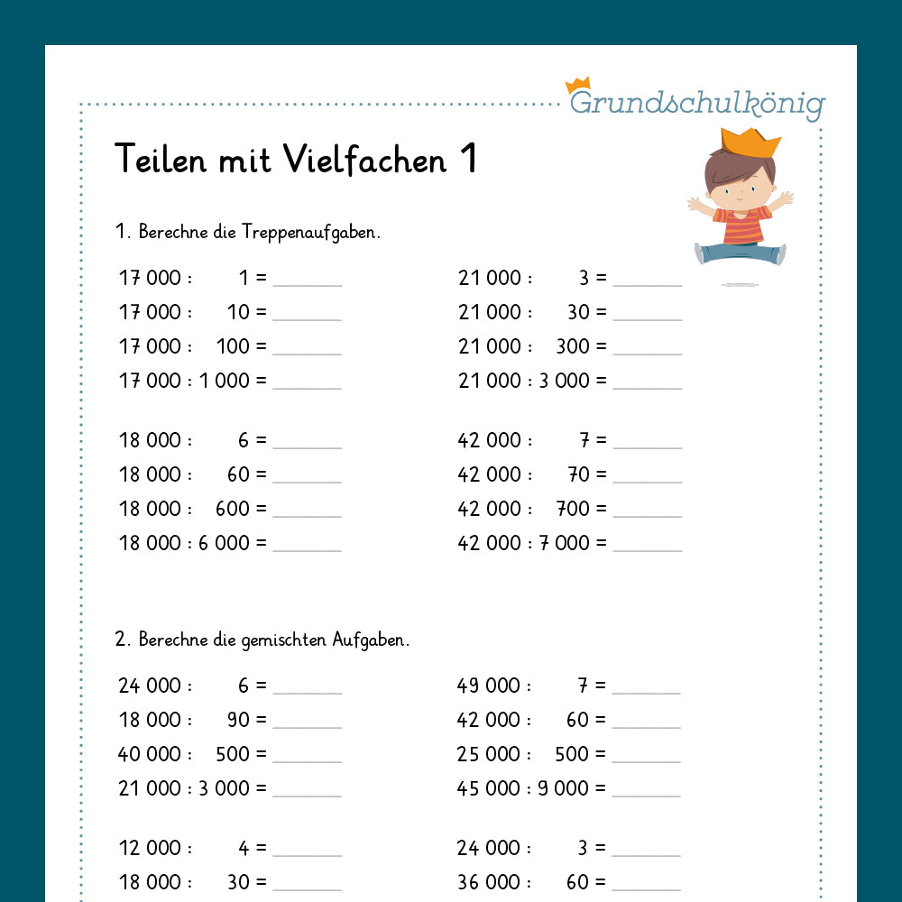 Königspaket: Division mit Vielfachen von 10 (Mathe, 4. Klasse) - inklusive Test