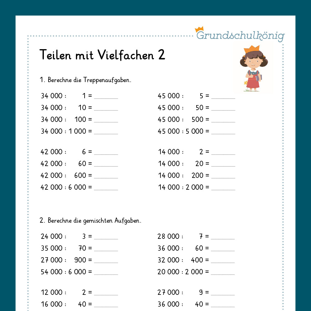 Königspaket: Division mit Vielfachen von 10 (Mathe, 4. Klasse) - inklusive Test
