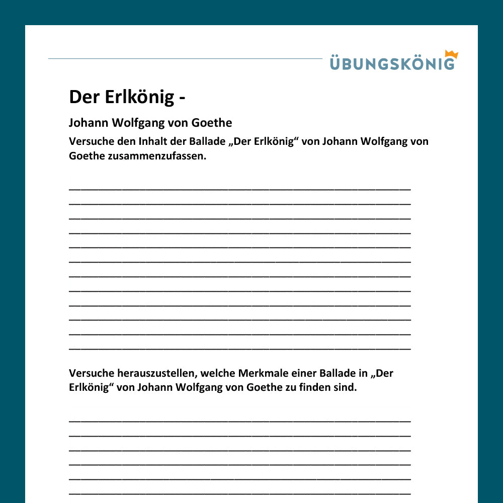 Königspaket: Der Erlkönig (Deutsch, Literatur)
