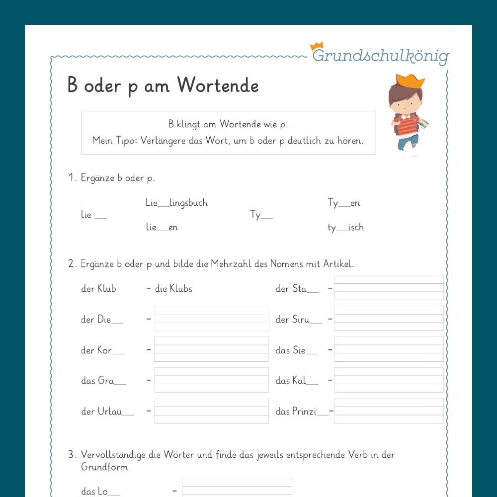 Königspaket: Rechtschreibung - Auslaute (Deutsch, 1. & 2. Klasse) - inklusive Test