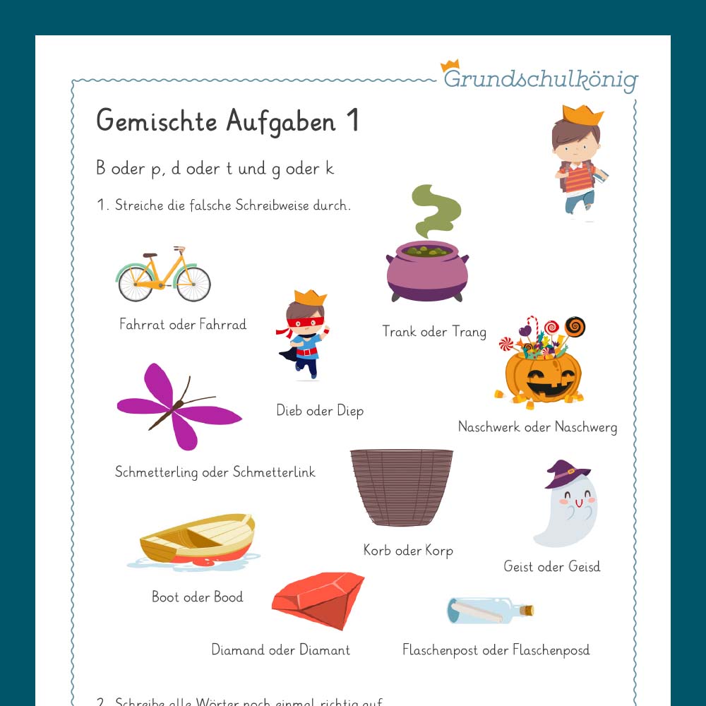 Königspaket: Rechtschreibung - Auslaute (Deutsch, 1. & 2. Klasse) - inklusive Test
