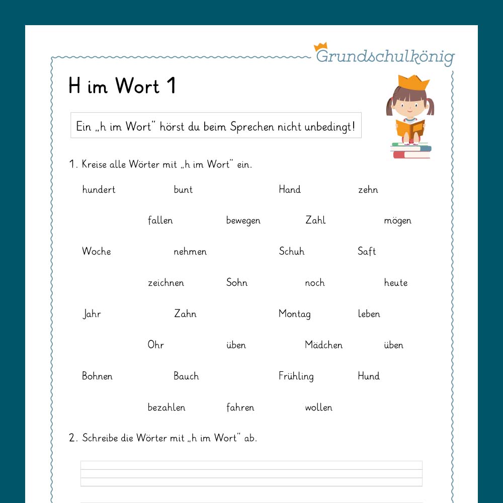 Königspaket: Rechtschreibung - Dehnungs H (Deutsch, 1. & 2. Klasse) - inklusive Test