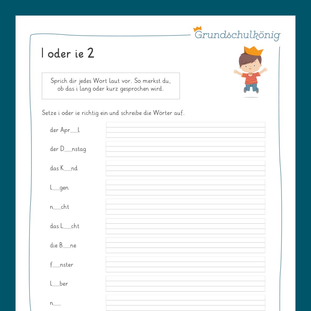 Königspaket: Rechtschreibung - i oder ie? (Deutsch, 1. & 2. Klasse) - inklusive Test