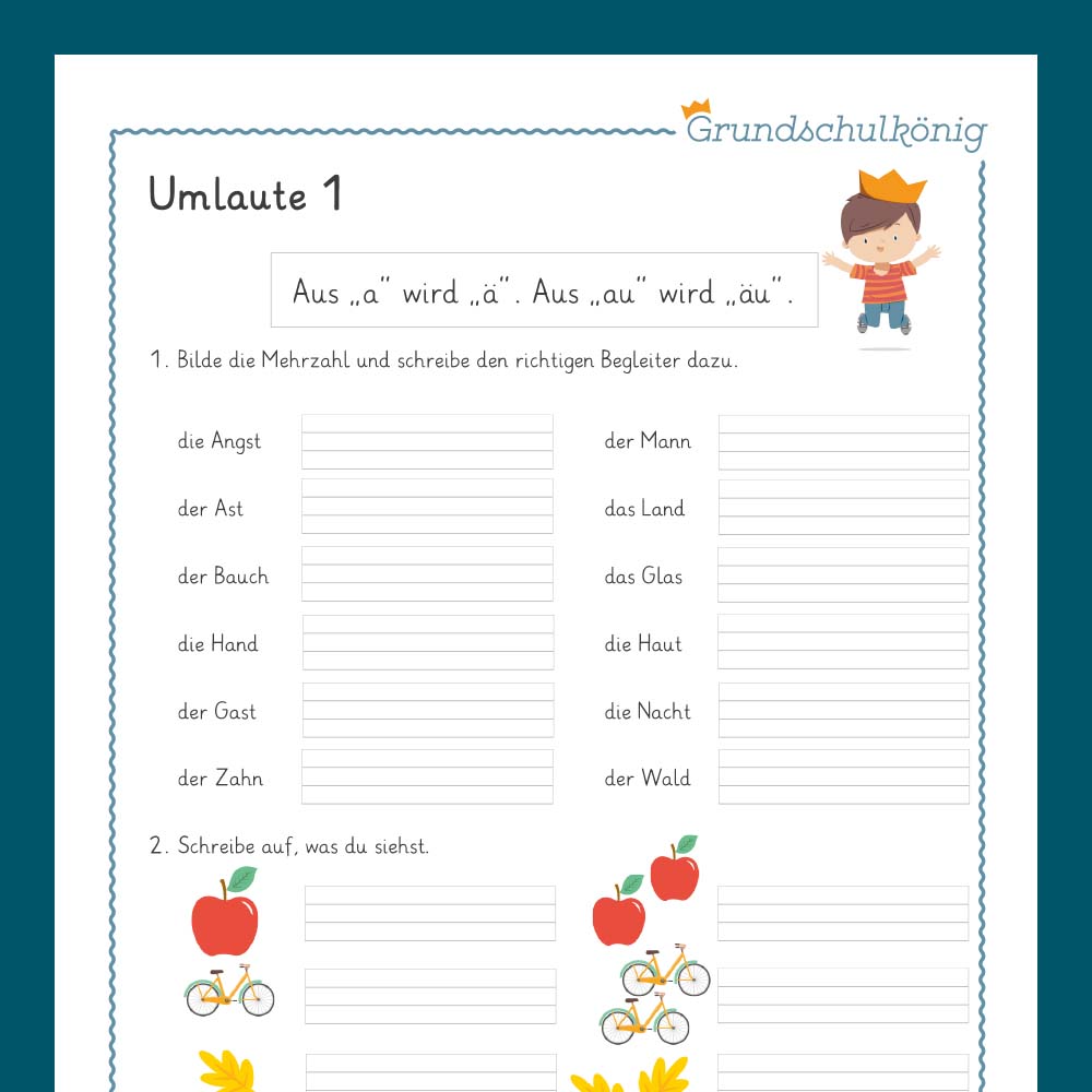 Königspaket: Rechtschreibung - Umlaut / Diphtong (Deutsch, 1. & 2. Klasse) - inklusive Test