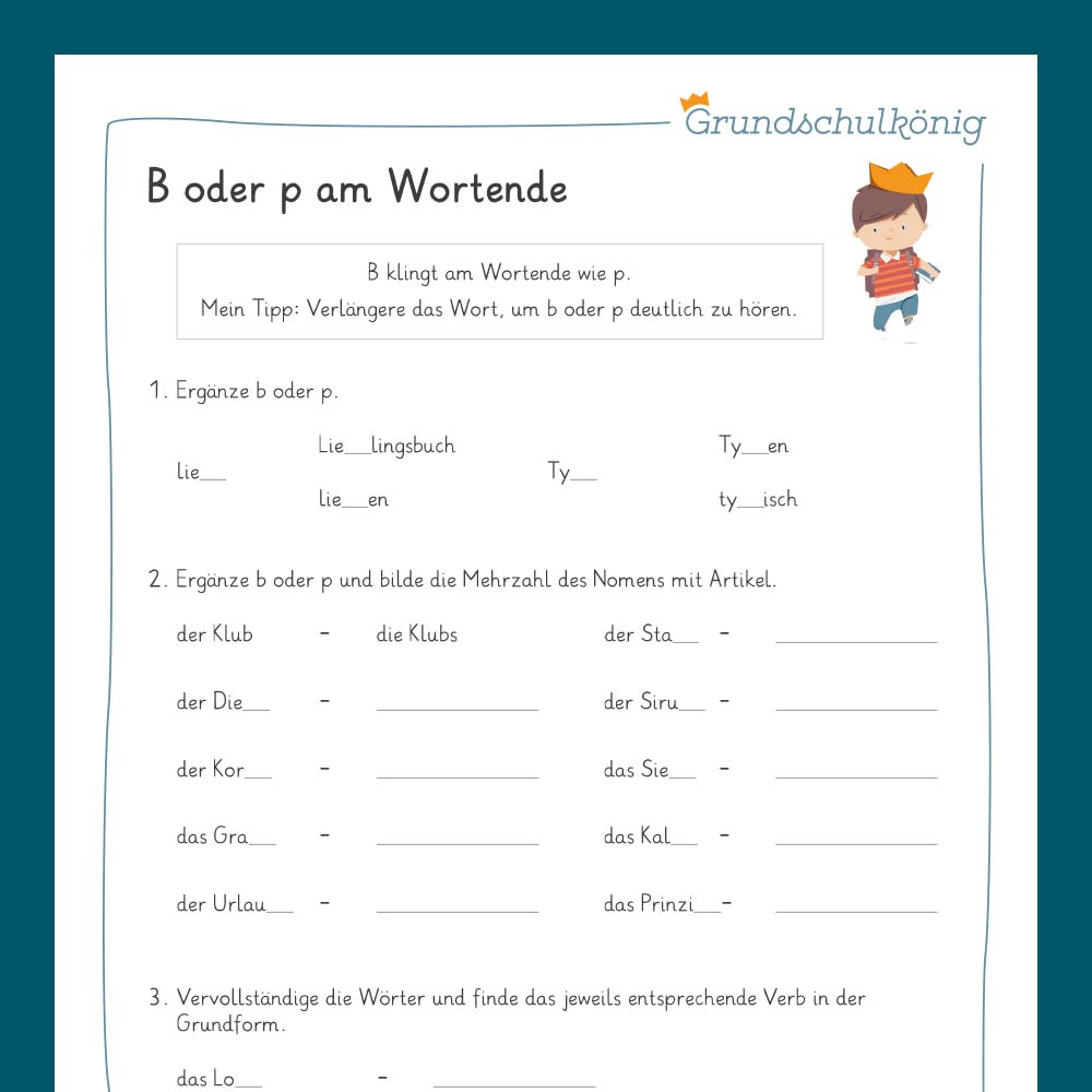 Königspaket: Rechtschreibung - Auslaute (Deutsch, 3. & 4. Klasse) - inklusive Test