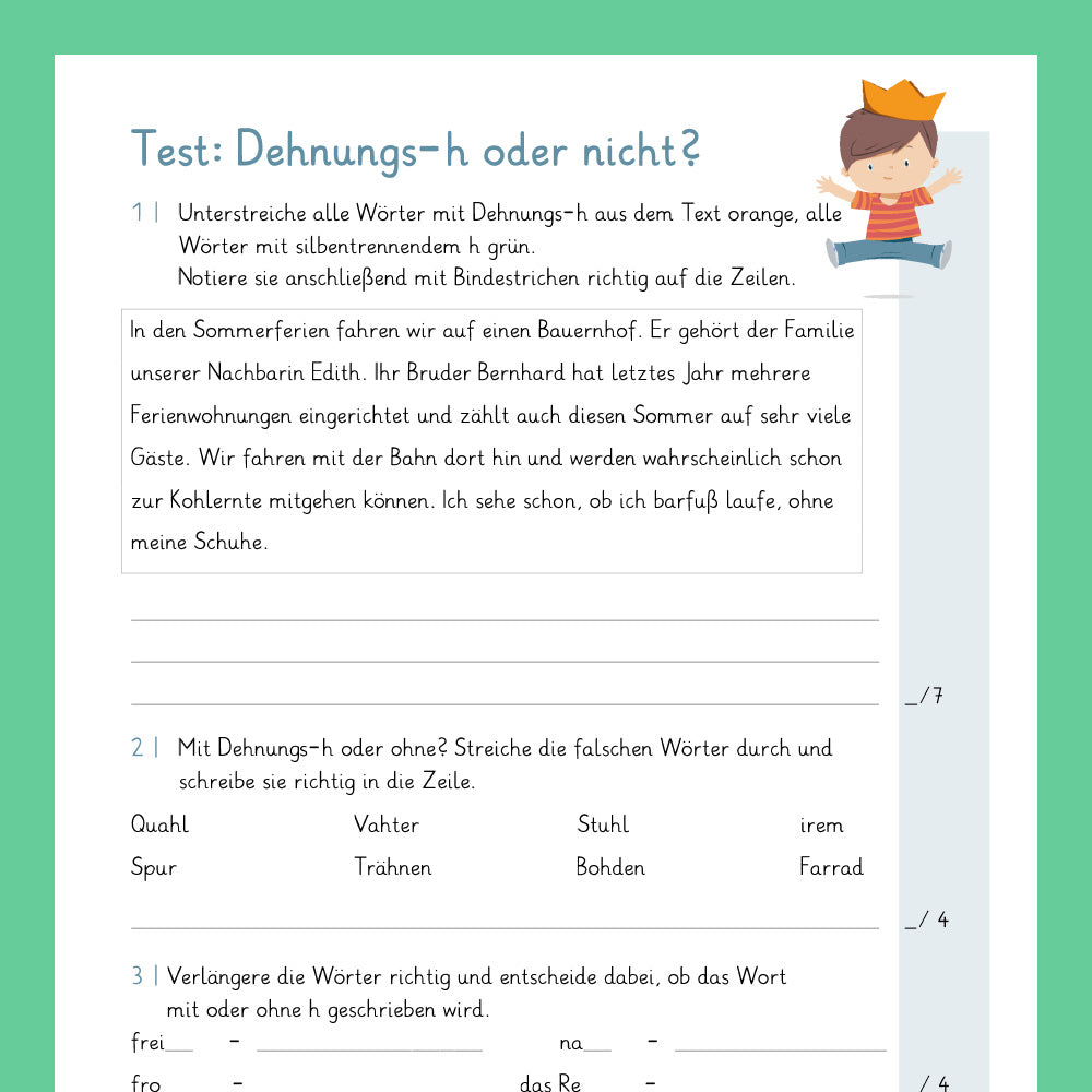 Königspaket: Rechtschreibung - Dehnungs H (Deutsch, 3. & 4. Klasse) - inklusive Test