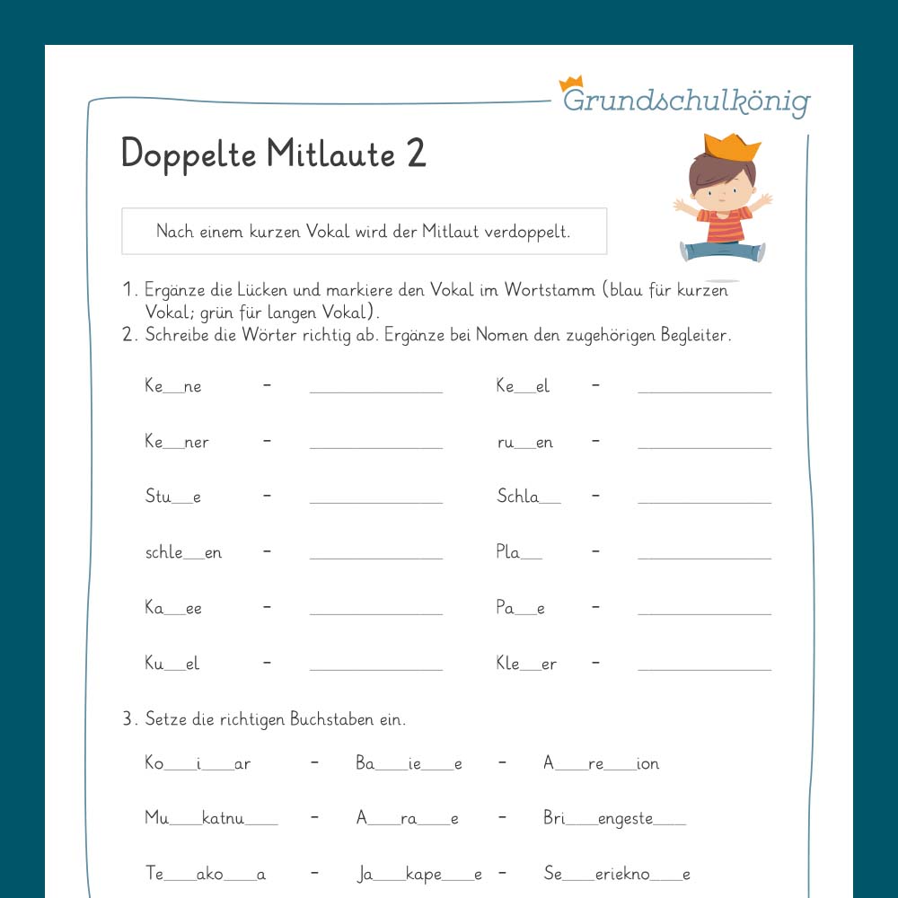 Königspaket: Rechtschreibung - doppelte Konsonanten (Deutsch, 3. & 4. Klasse) - inklusive Test
