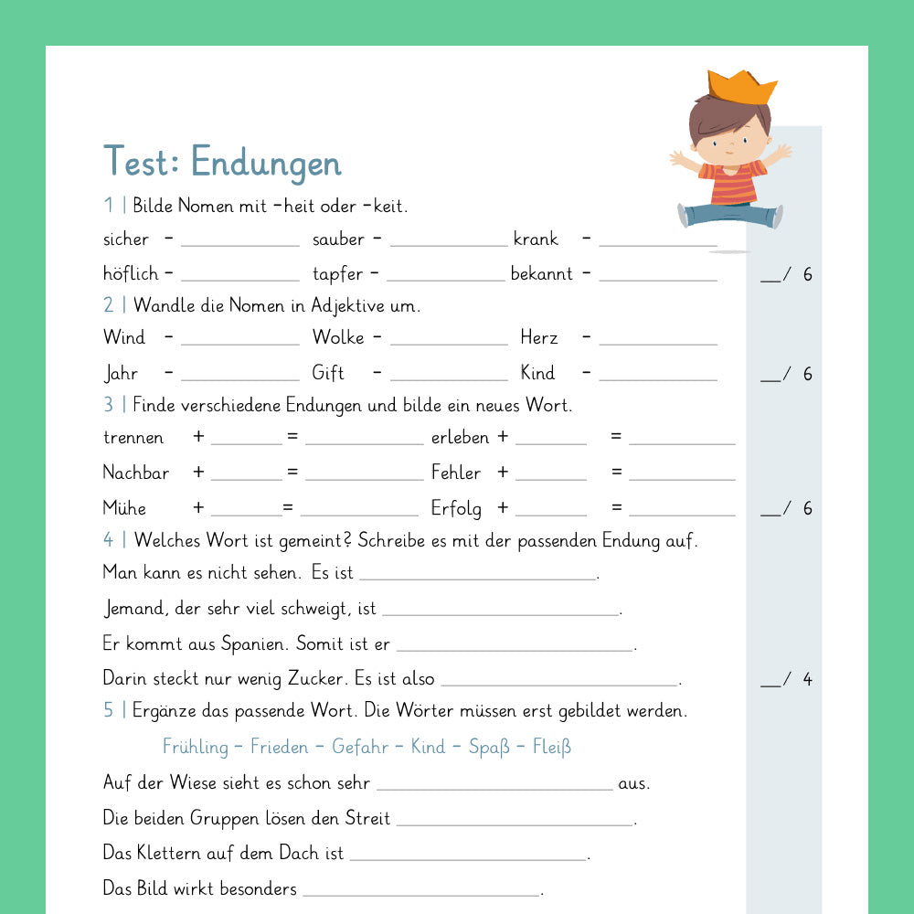 Königspaket: Rechtschreibung - Endlaute (Deutsch, 3. & 4. Klasse) - inklusive Test