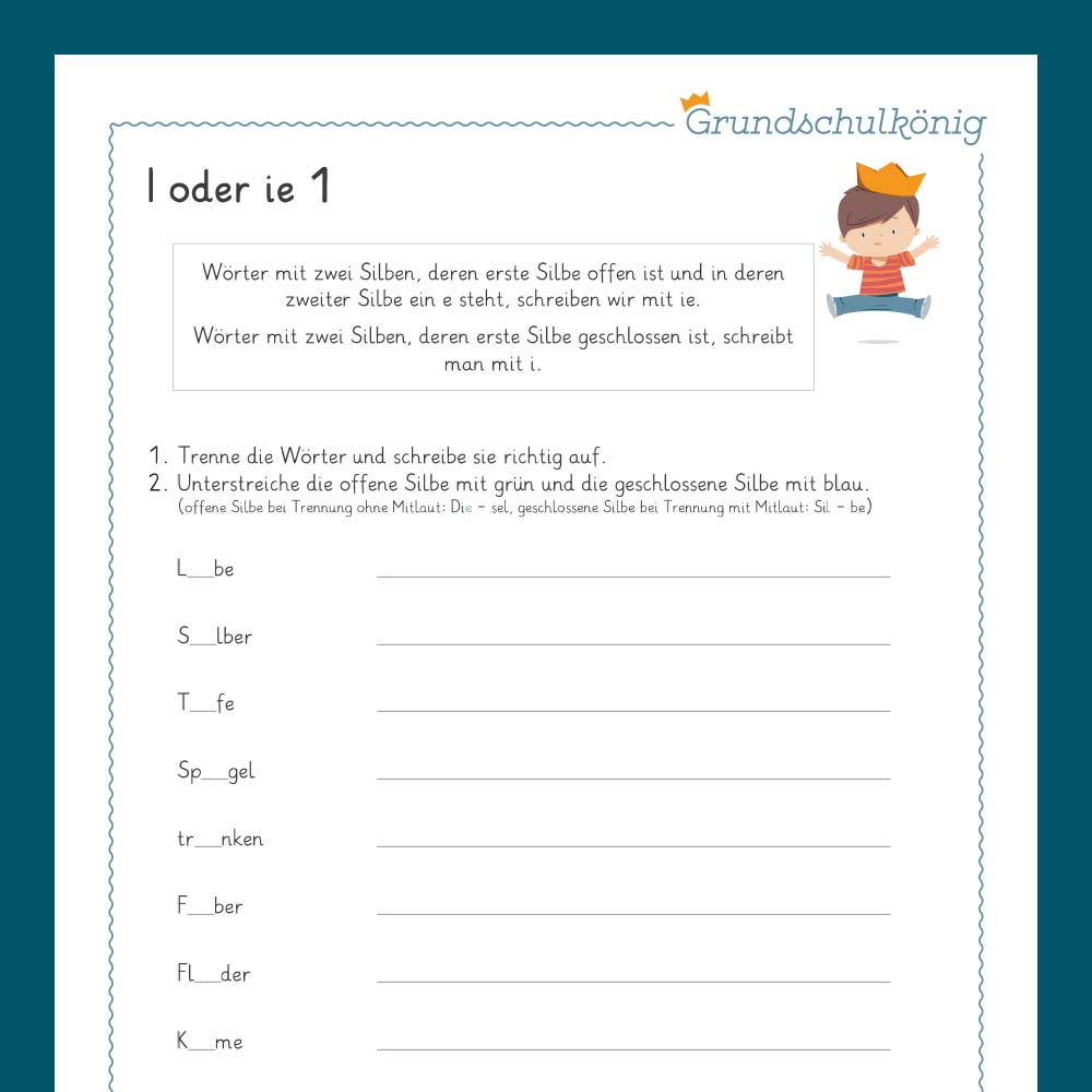 Königspaket: Rechtschreibung - i oder ie? (Deutsch, 3. & 4. Klasse) - inklusive Test
