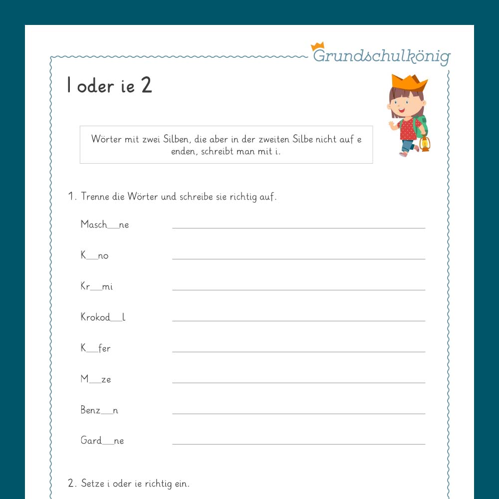 Königspaket: Rechtschreibung - i oder ie? (Deutsch, 3. & 4. Klasse) - inklusive Test
