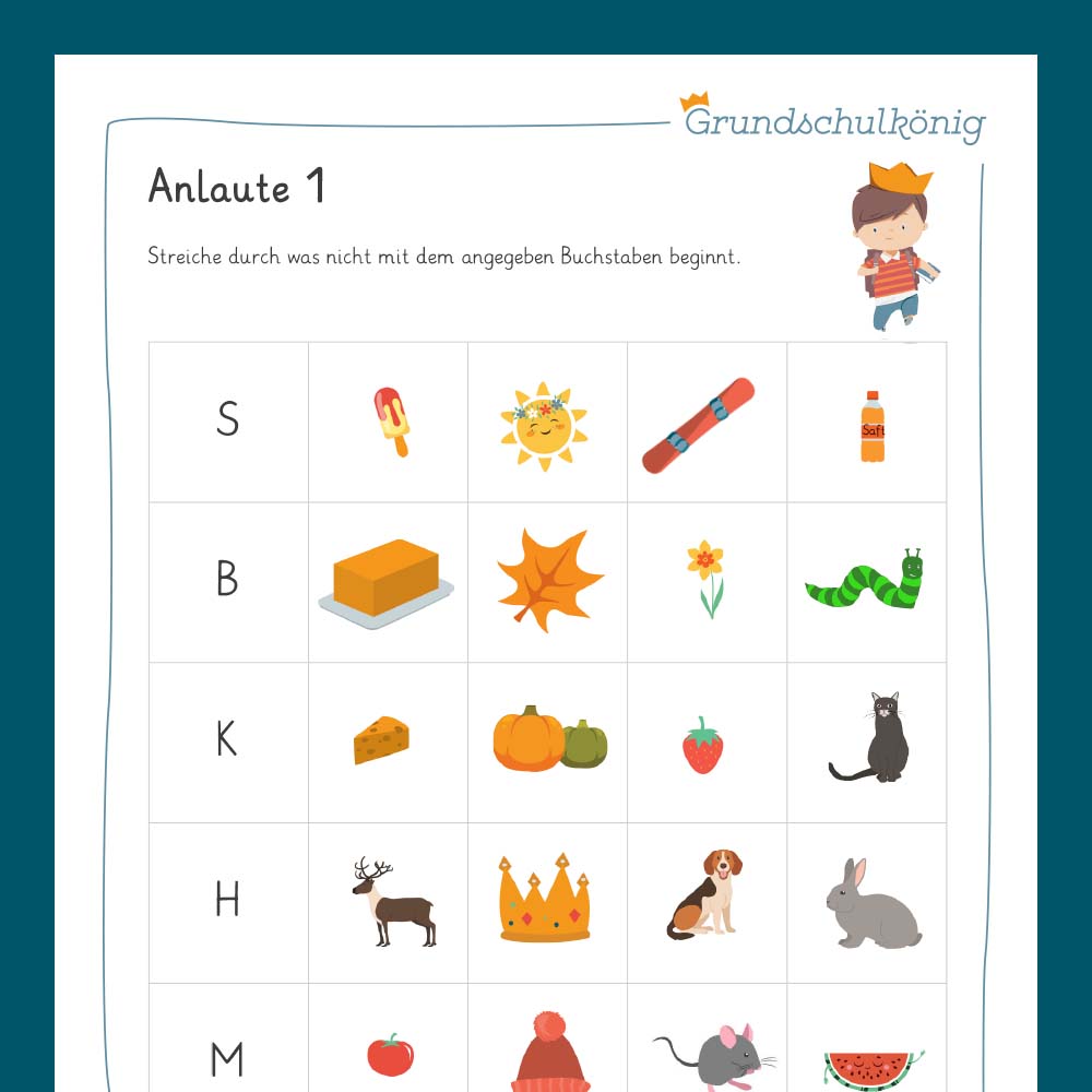 Königspaket: Rechtschreibung - Anlaute (Deutsch, 1. & 2. Klasse) - inklusive Test