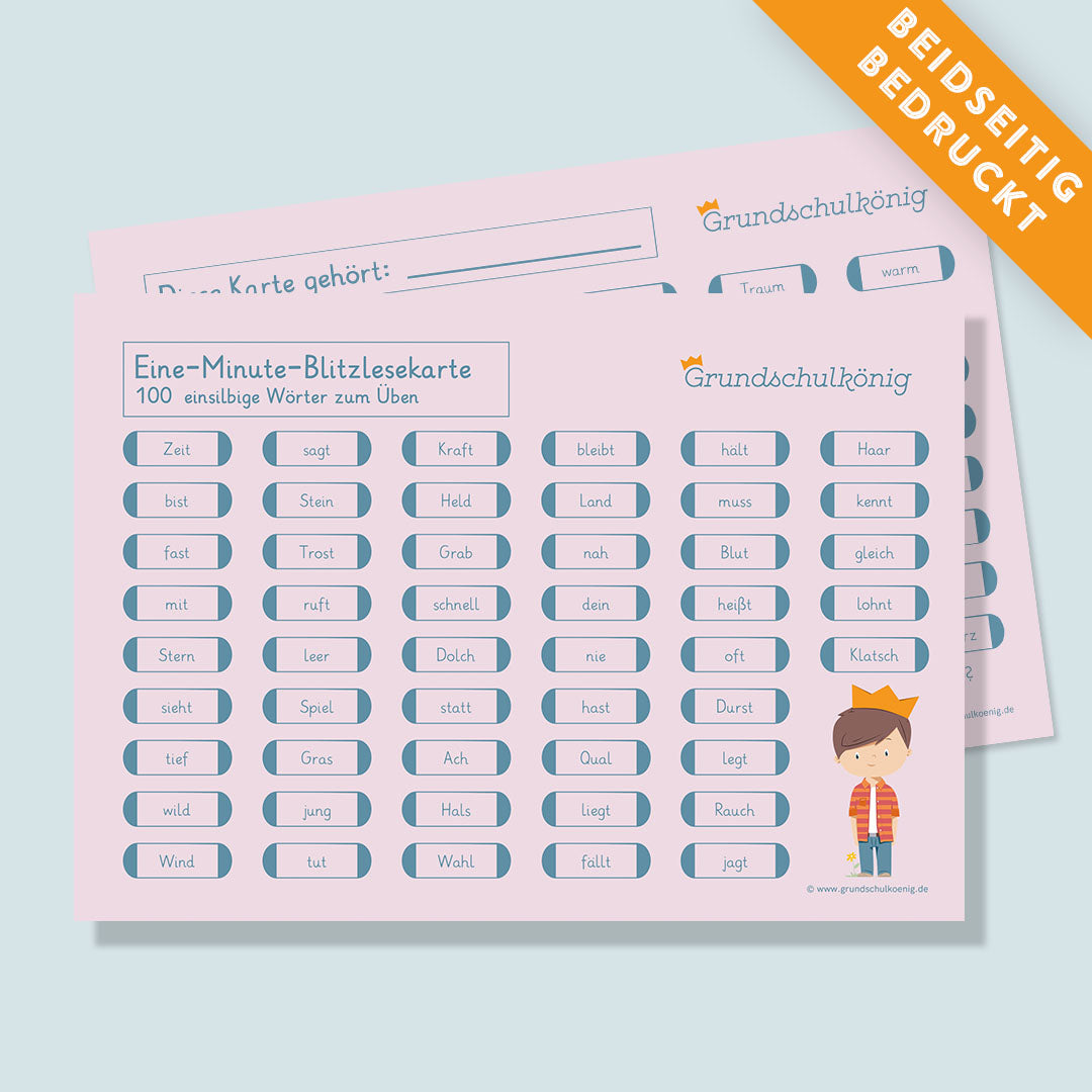 Set aus 5 Blitzlesekarten – „Lesespaß für Grundschüler“