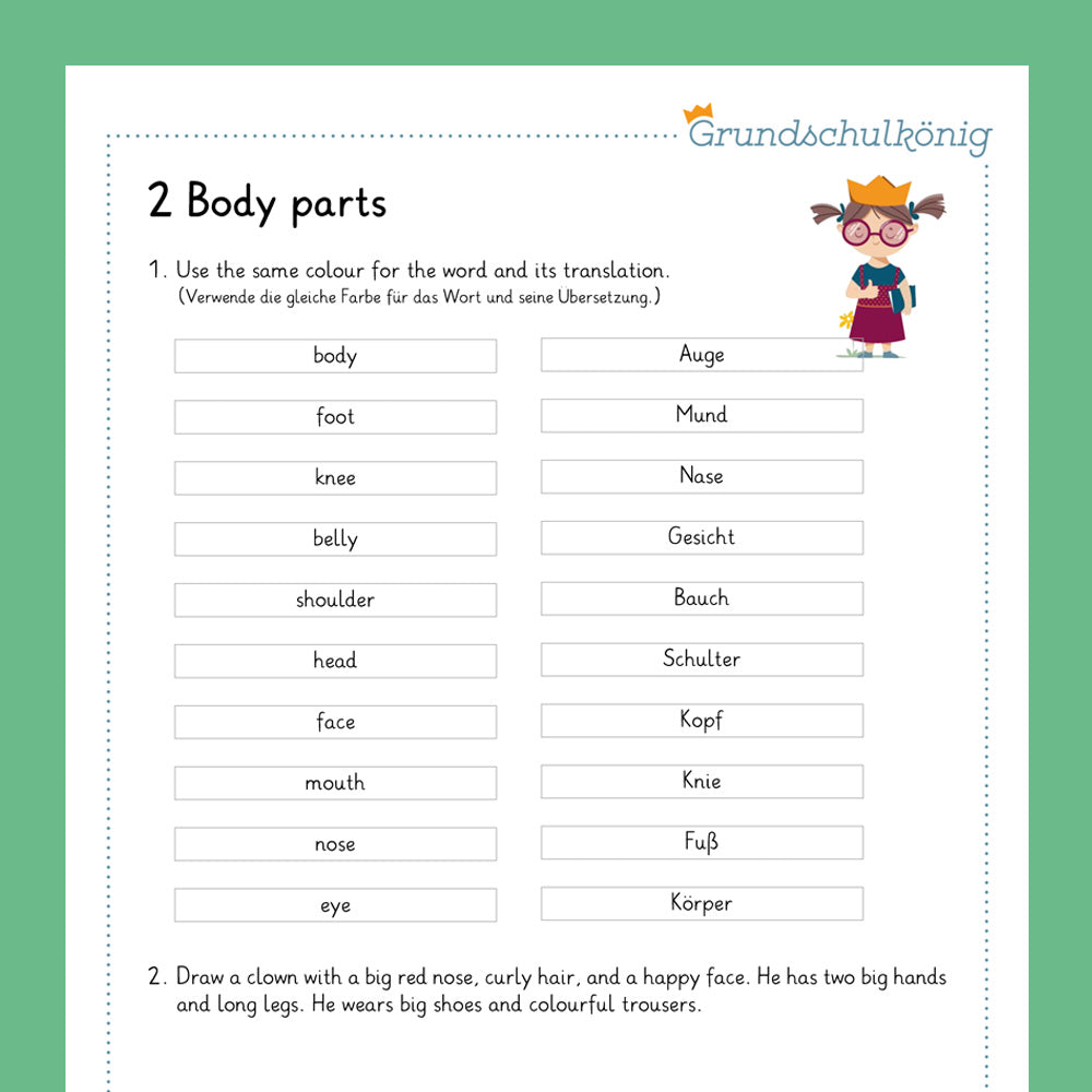 Englisch, 3./4. Klasse: Wiederholung des Jahresstoffs 2