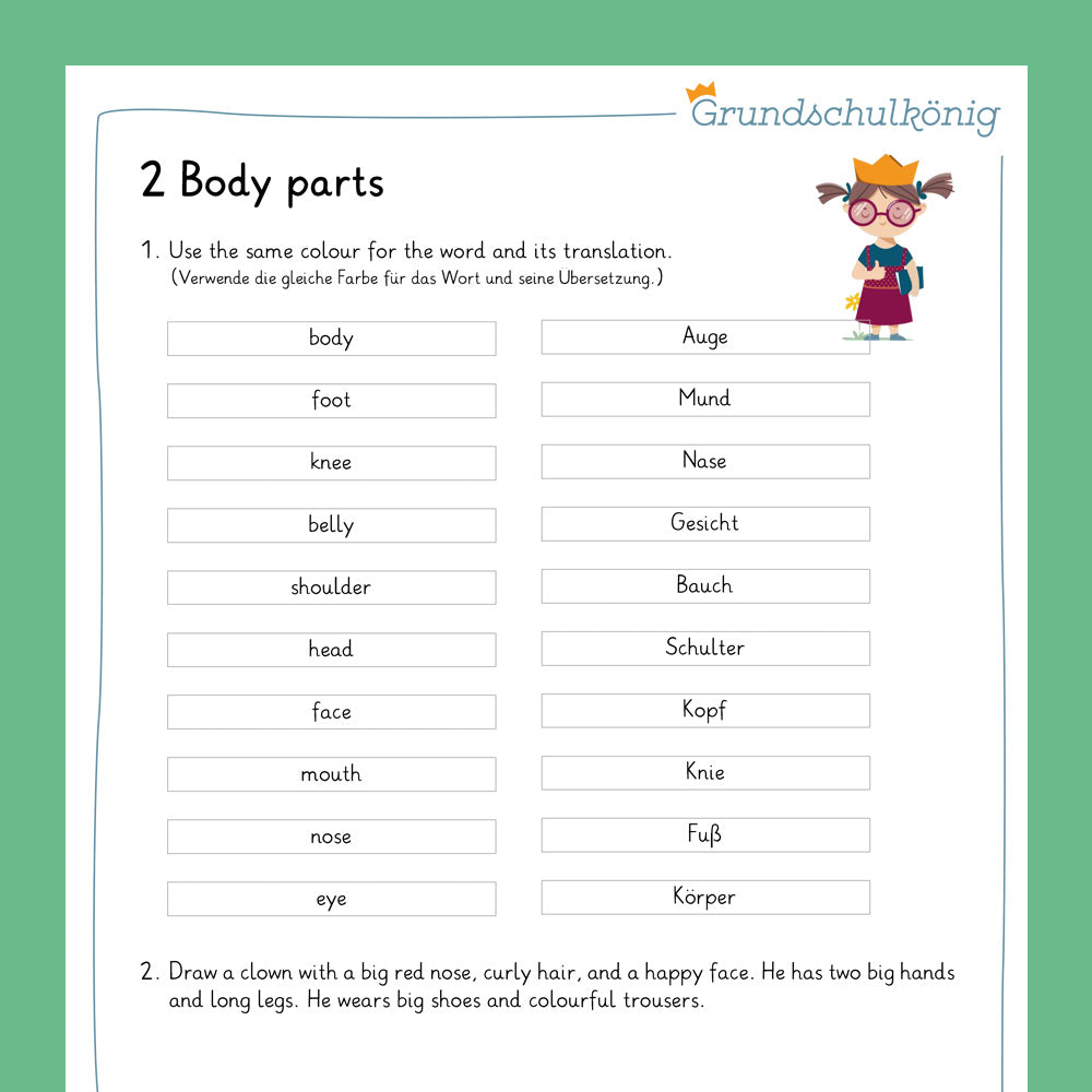 Englisch, 3./4. Klasse: Wiederholung des Jahresstoffs 2