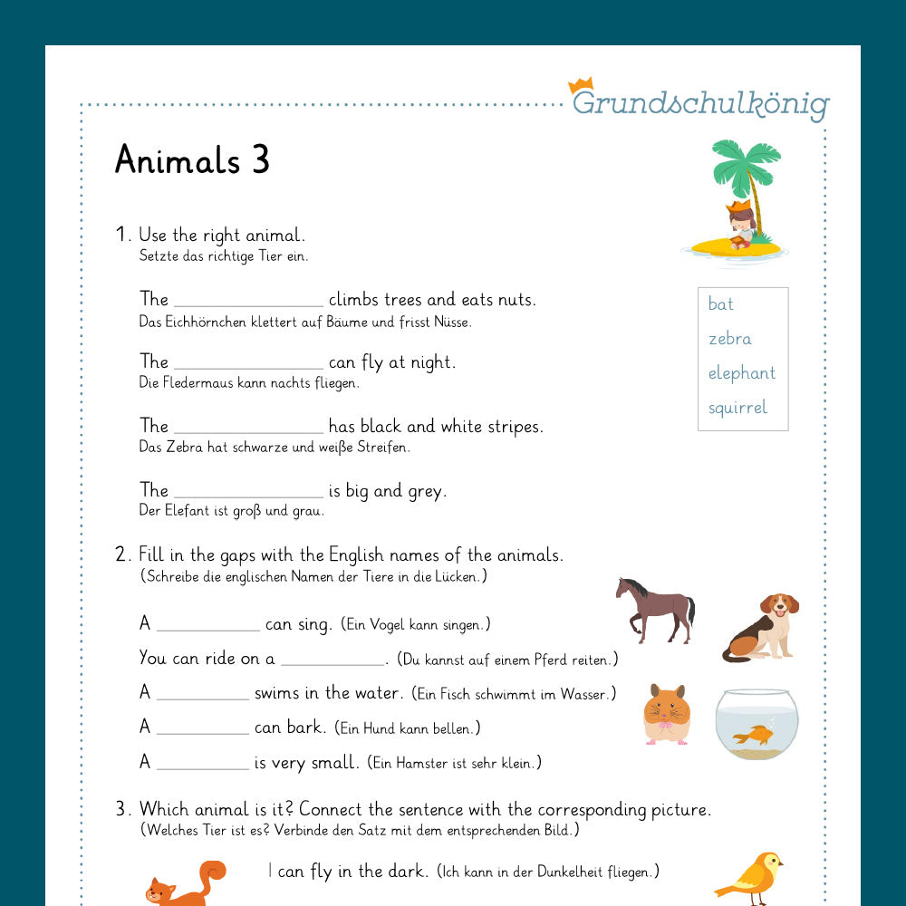 Königspaket: animals (Englisch, 3. & 4. Klasse)