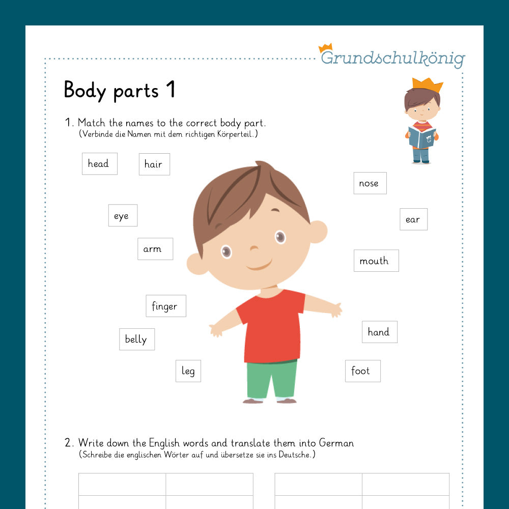 Königspaket: body parts (Englisch, 3. & 4. Klasse)