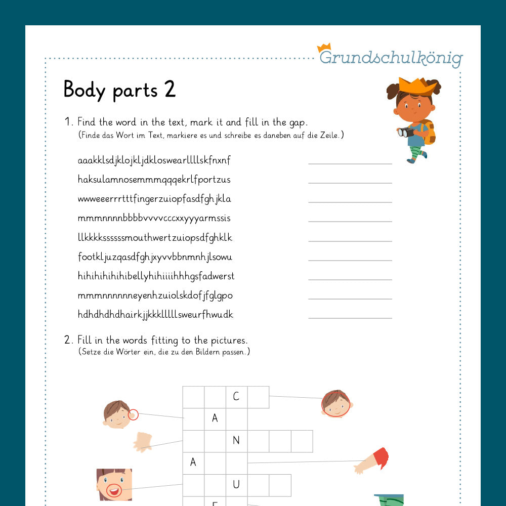 Königspaket: body parts (Englisch, 3. & 4. Klasse)