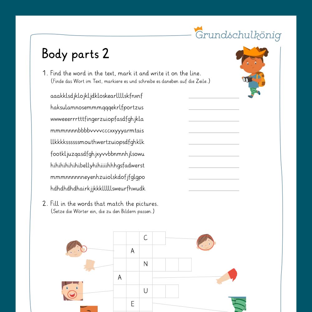 Königspaket: body parts (Englisch, 3. & 4. Klasse)