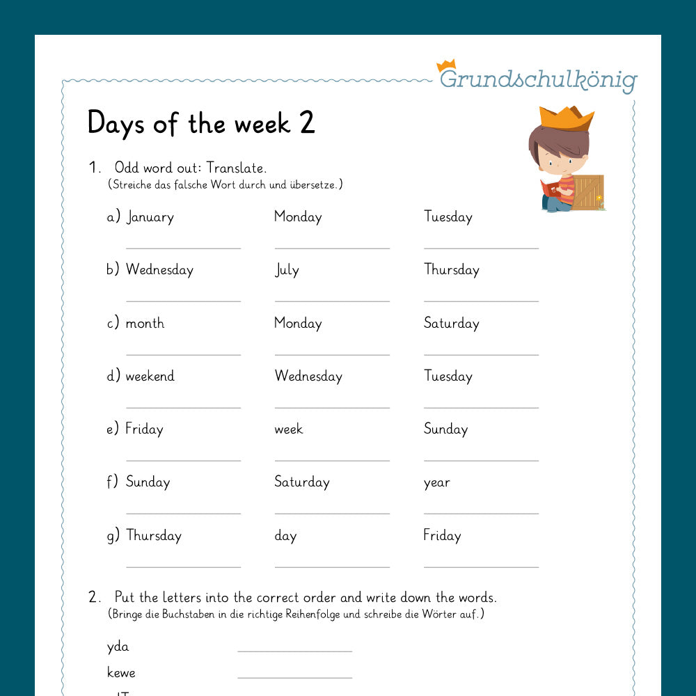 King's Package: Days (English, Grades 3 &amp; 4)