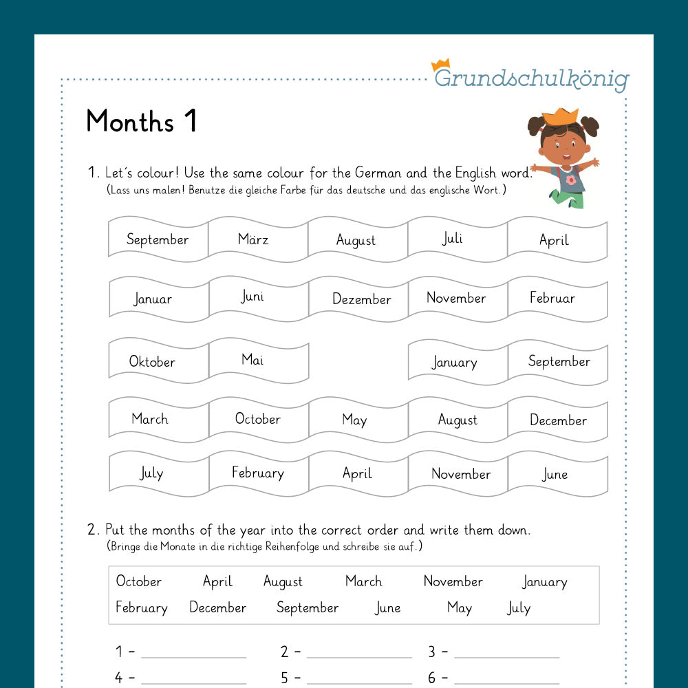 Königspaket: months (Englisch, 3.& 4. Klasse)