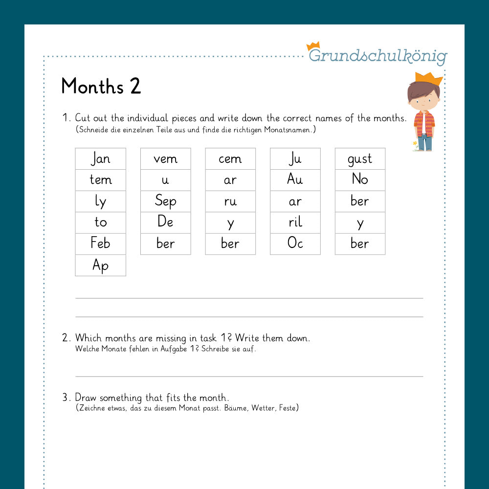 Königspaket: months (Englisch, 3.& 4. Klasse)